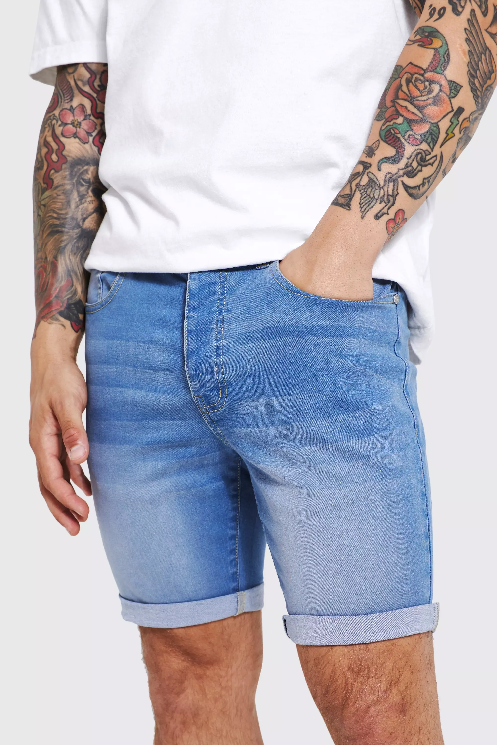 Stretch denim bermuda shorts online